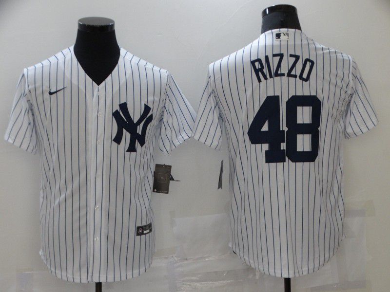 Men New York Yankees #48 Rizzo White stripe Game Nike 2021 MLB Jersey->new york yankees->MLB Jersey